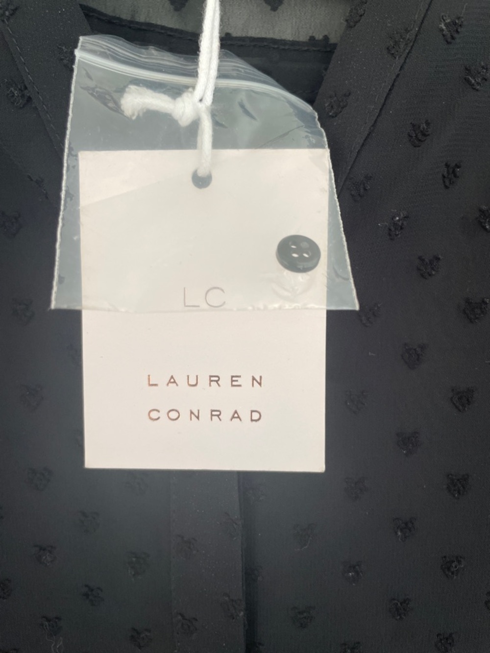 LC Lauren Conrad Black Sheer Heart Dot Blouse - Picture 3 of 5